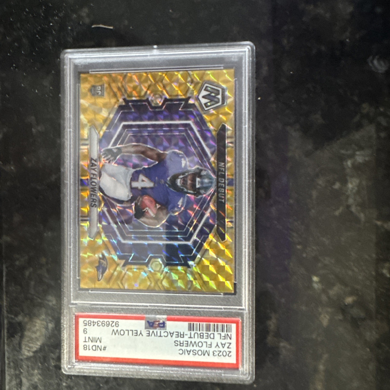 2023 Panini Mosaic - Nfl Debut Zay Flowers #ND-18 Reactive Yellow Mosaic Prizm