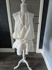 Ladies Shein Ivory Low Back Puff Layered Dress Size Small