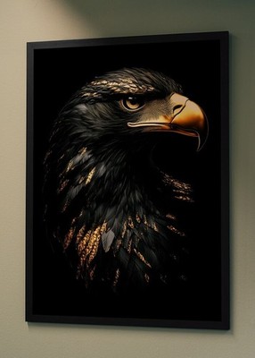  ️   Poster Schwarz & Gold Adler - Poster Wanddeko Majestätisches Tier - Gemälde