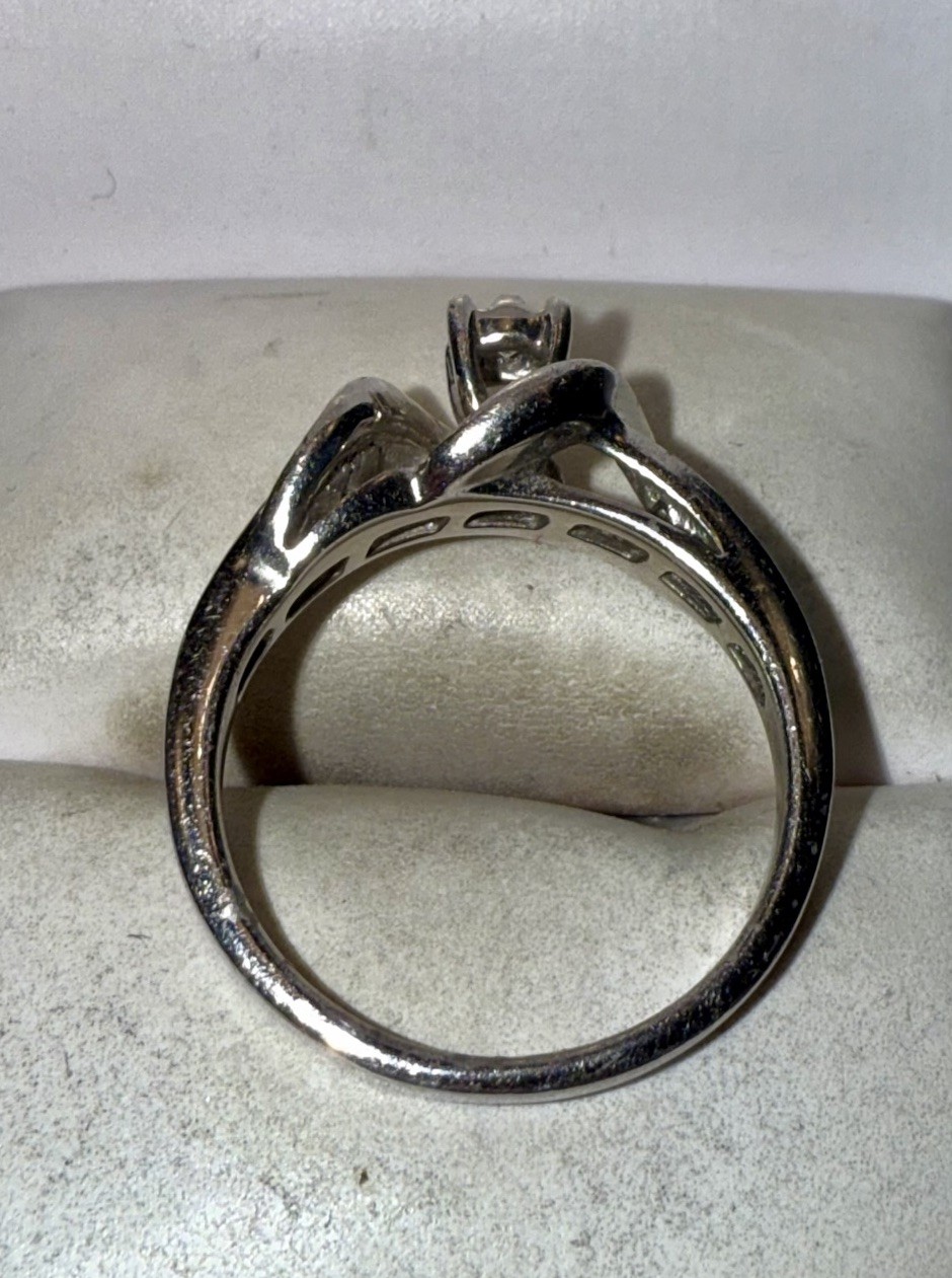 Solid Sterling Silver Round-Cut Natural Diamond S… - image 5