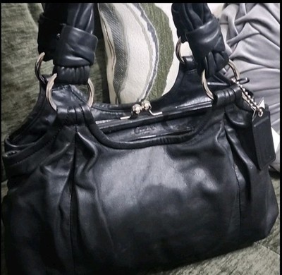COACH vintage Ergo Parker Black Leather Kiss Lock Bag | eBay