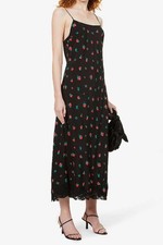 New Rixo Happi Black Floral-print Dress Sz L