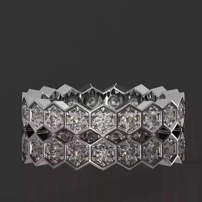 2Ct Round Cut Lab Created Diamond Wedding Band Ring 14k White Gold Plated Silver
