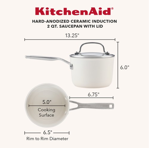 Harteloxiert 2 Quart Keramik Induktion Kochtopf mit Deckel Spülmaschinenfest & Backofen - Bild 2 von 11