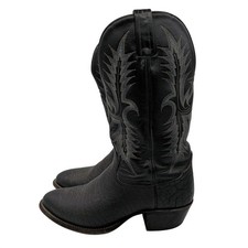 Tony Lama Mens Black Bullhide Leather Western Cowboy Boots 9 D B3460 USA Made