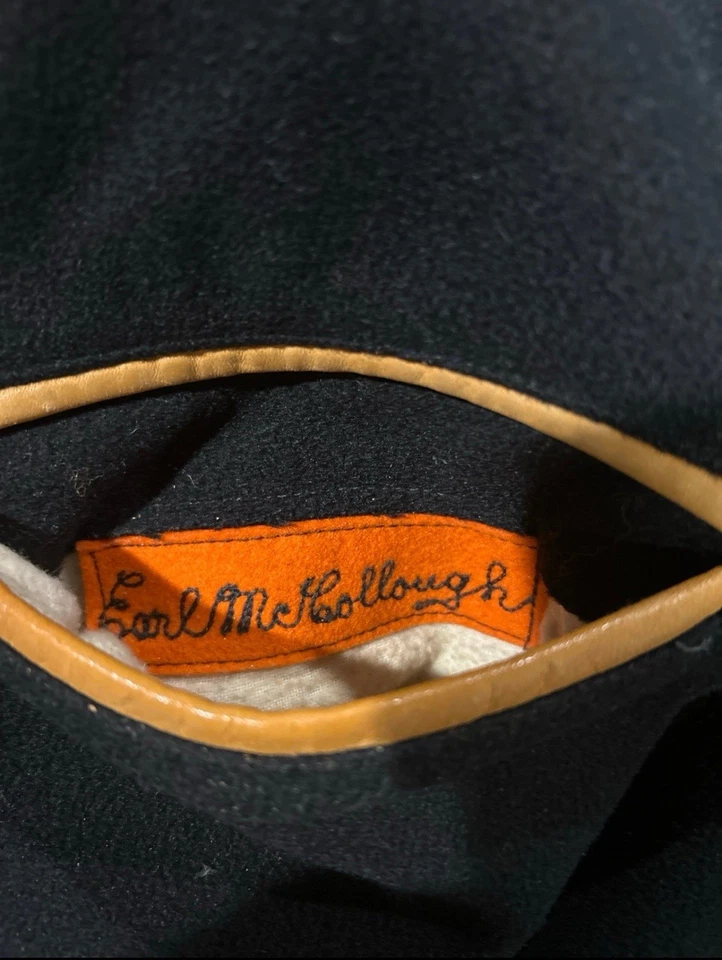 VINTAGE 50s 60s Butwin Wool Varsity Jacket Black Orange Mens Medium - Image 4 of 4