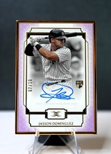 2024 Topps Definitive Framed Autograph Card Purple Jasson Dominguez 07/10 YNKS