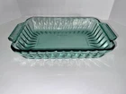 Vintage Anchor Hocking glass baking dish. Light  Green. 8” X 11.5”