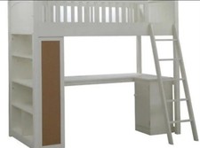 Feather & Black Noah High Sleeper Bed, Cabin Bed with Desk, Pinboard + Cupboard