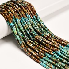 Gradient Natural Turquoise Faceted Cube Beads Size 3mm 15.5" Strand