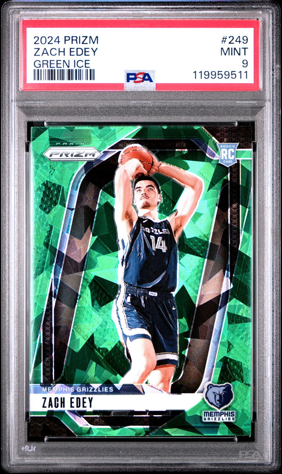 2024 PANINI PRIZM GREEN ICE #249 ZACH EDEY PSA 9