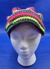Groovy Handcrafted Multicolor Striped Slouch Hat One Size
