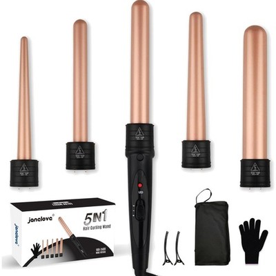 Luxuriöses 5 in 1 Lockenstab Set - Keramik mit 10-32mm Aufsätzen in Roségold