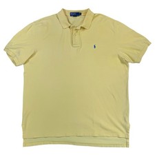Vintage 90  s Polo Ralph Lauren Pastel Yellow Short-Sleeve Polo with Blue Pony XL