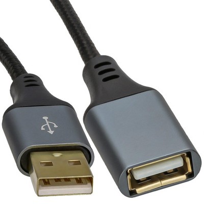 Kenable PRO Metall USB 2.0 Verlängerungskabel A Stecker auf A Buchse hoch 3m, schwarz 