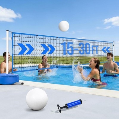 Pool Volleyball Netz Set mit gewichteter Basis verstellbare Breite von 15ft-30ft Wasser