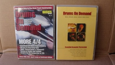 2 Drums On Demand MORE 4/4, Volume 8 & Essential Acoustic Percussion Loops 