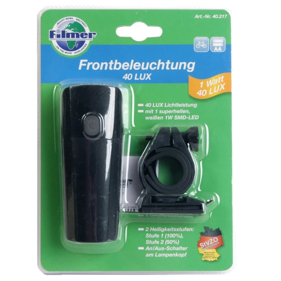 LED Fahrrad-Licht Beleuchtung Frontlampe 40 Lux + Rücklicht StVZO zugelassen - Bild 4 von 4