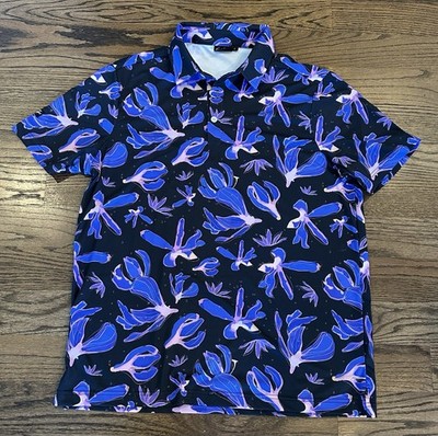 Sunday Swagger Golf Polo Shirt Men's L Colorful Floral Stretch Performance