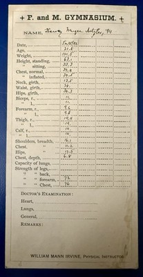 Franklin and Marshall College Lancaster Pennsylvania Physical Assessment 1892