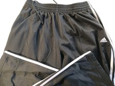 Adidas Track Sweat Pants Black With White Stripes Elastic Waist XL