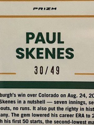 2026 Donruss Optic #70 PAUL SKENES Purple /49 JERSEY NUMBER MATCH **30/49**