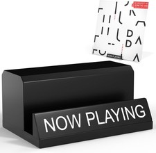 Now Playing Vinyl Record Stand, Black Wood Vinyl Record Holder, Wooden Now Spinn