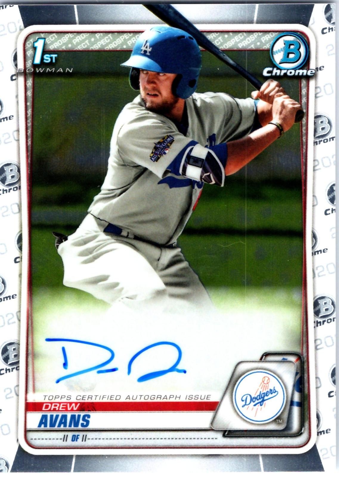 2020 Bowman Chrome #CPA-DA Drew Avans Prospect Autographs