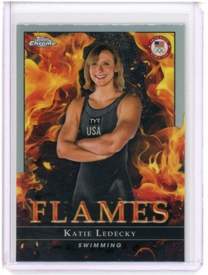 2024 TOPPS CHROME US OLYMPIC HOPEFULS FLAMES KATIE LEDECKY #1