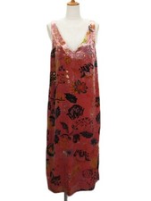 ZARA Trafaluc Dress Long Floral Print V Neck Slit Sleeveless Velor M Pink