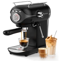 Cafetera espresso compacta con bomba de 20 BAR y control de temperatura, equipad