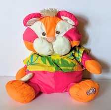 Vtg Fisher Price Puffalump Tiger Plush Cat Orange Wild Thing Hawaiian Shirt 1987