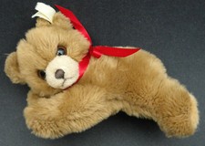 Steiff Floppy Teddy Bear 1980s ID Button Tag Plush Brown 18cm 7in Vintage