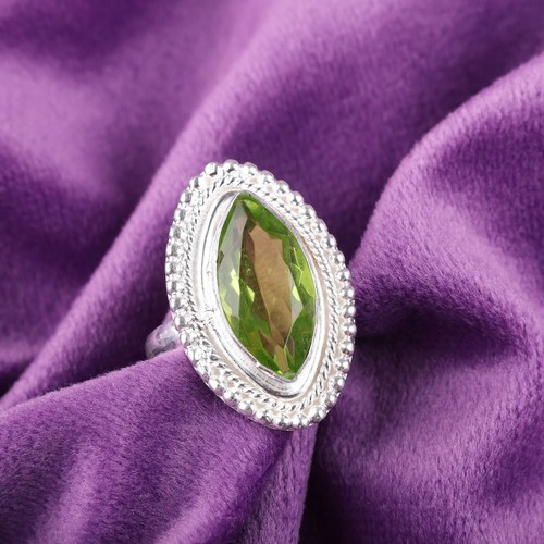 Peridot Gemstone 925 Sterling Silver Ring Handmade Jewelry Ring Gift For Love - Picture 2 of 3