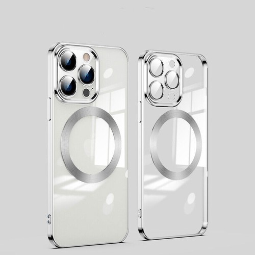 For iPhone 16e 15 14 Plus 13 12 11 Magnetic Plating TPU Mag Safe Camera Case - Imagen 16 de 18