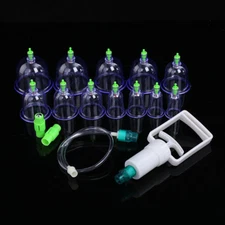12 Cups Chinese Medical Healthy Body Vacuum Cupping Suction Therapy Massage Kit