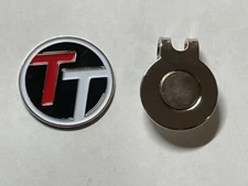 (1) Rare Fine Quality 1" Flat Coin Style Golf Marker With Bonus Hat Clip 