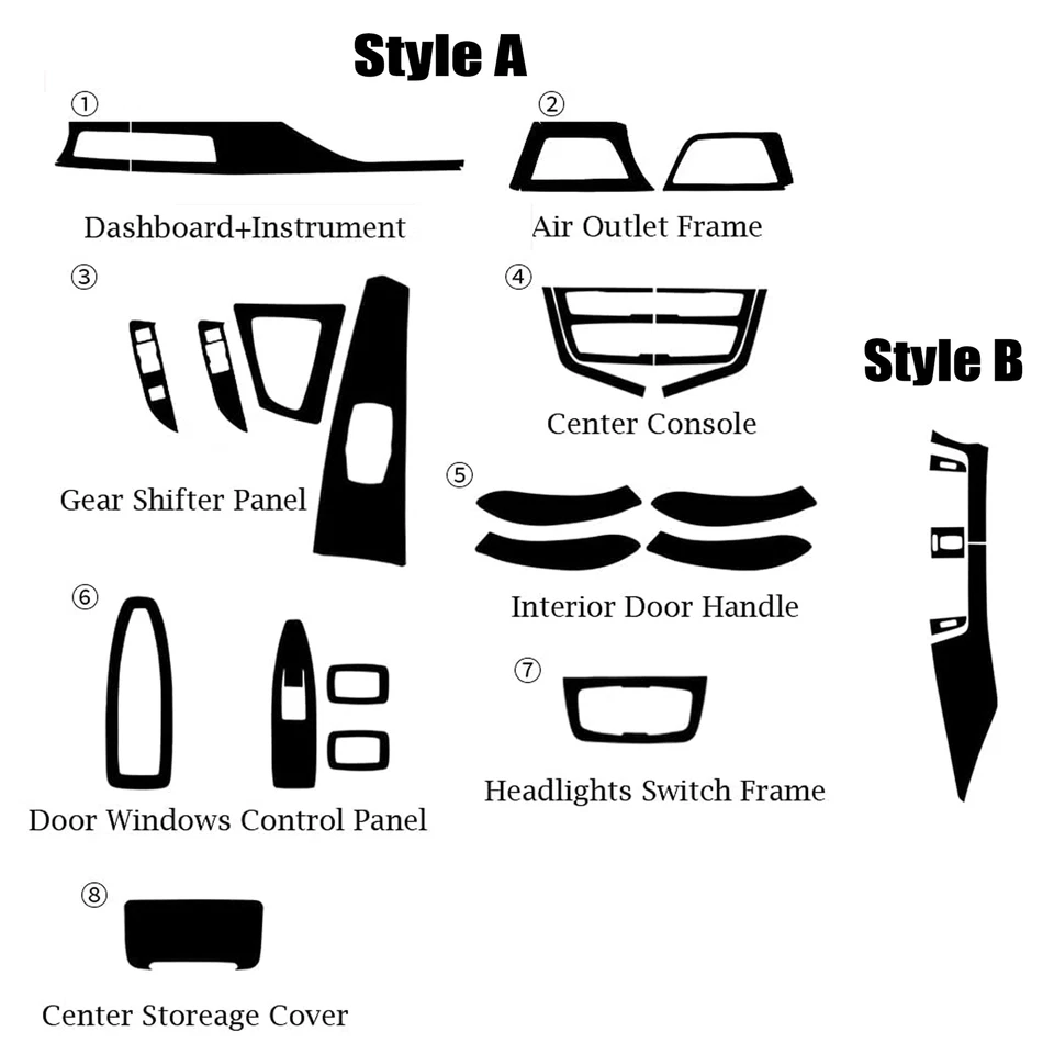 1 Set 5D Carbon Fiber Interior Trim Decal Sticker For BMW 3 Series 2013-2017 F30 - image 3 of 4