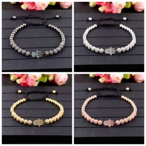Authentic Charm Mens Bracelet 24kt Gold Plated Micro Pave Zircon Cube Macrame Bracelets