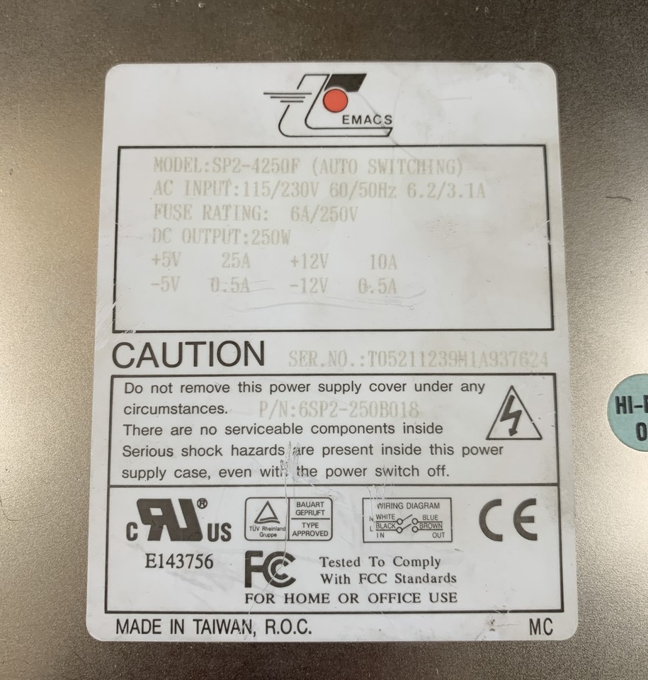 Emacs SP2-4250F/6SP2-250B018 - 250W AT PC Power Supply 2x 6 Pin AUX | eBay