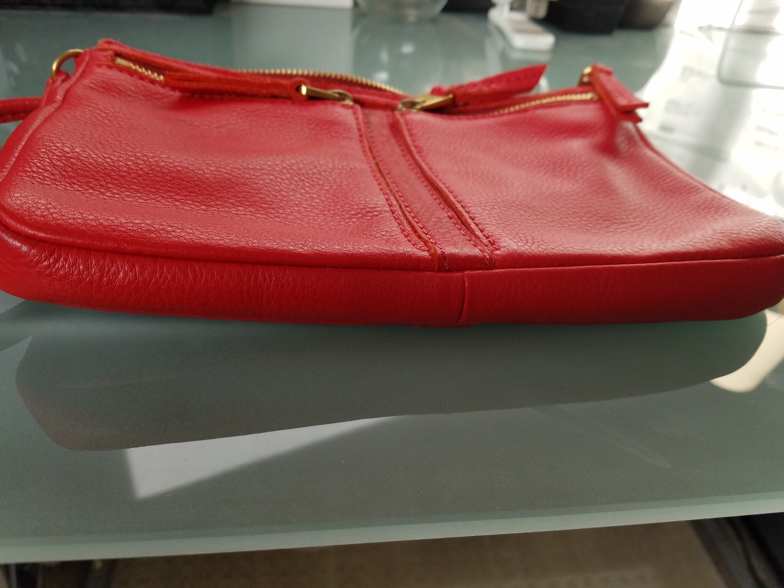 Preowned Fossil ERIN Small Red Crossbody Leather Han… Gem