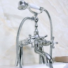 Chrome Tub Faucet Telephone Style Bathroom Bath Shower Set with Handshower