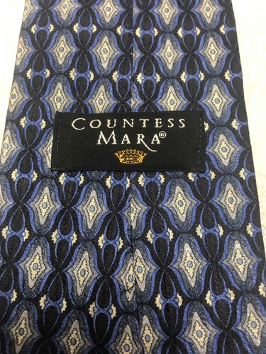COUNTESS MARA MENS TIE BLACK BLUE AND GRAY 4 X 60 - Picture 4 of 4