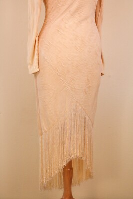 Cream long sleeve Tassle Bottom Dress Flapper Style 1980's does 1920's | eBay Cream long sleeve Tassle Bottom Dress Flapper Style 1980's does 1920's | eBay