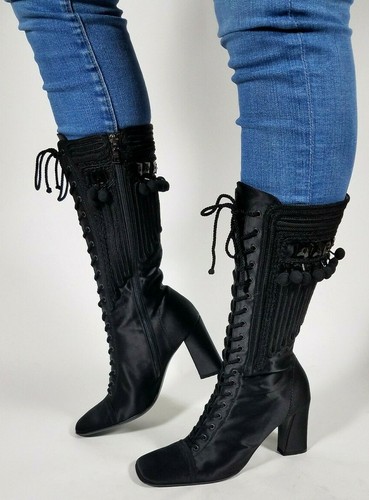 PRADA Black Satin Soutache Tall 