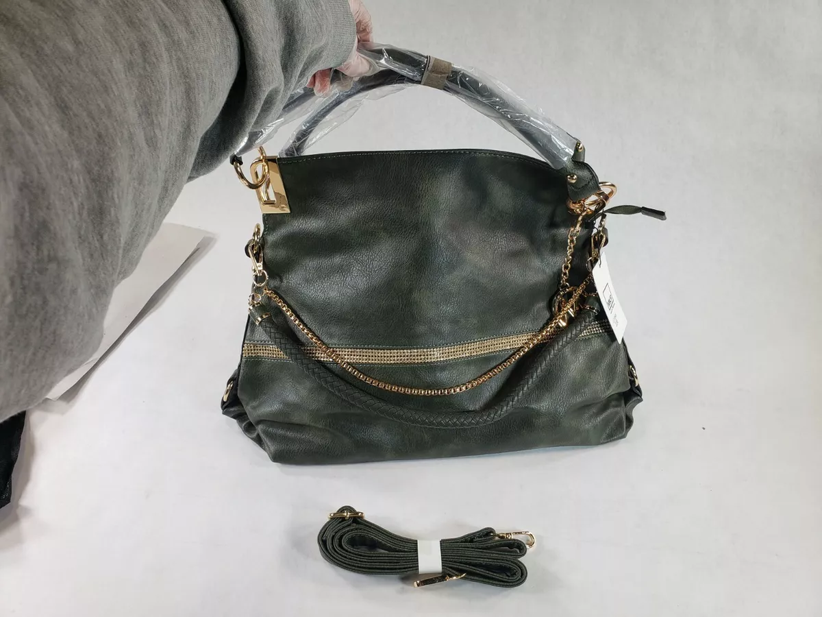 MKF Collection By Mia K Farrow 47086 Olive Solid Leather Twister Hobo Handbag