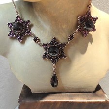 Granat Cabochon Granatschmuck Collier Stern Halskette Silber 925/- vergoldet
