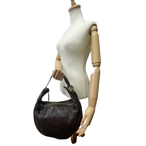 Gucci Hobo Bolso de Hombro Bolso de Mano Cresta Logo Cinta Cuero Marrón 181492 Auténtico - Imagen 24 de 24