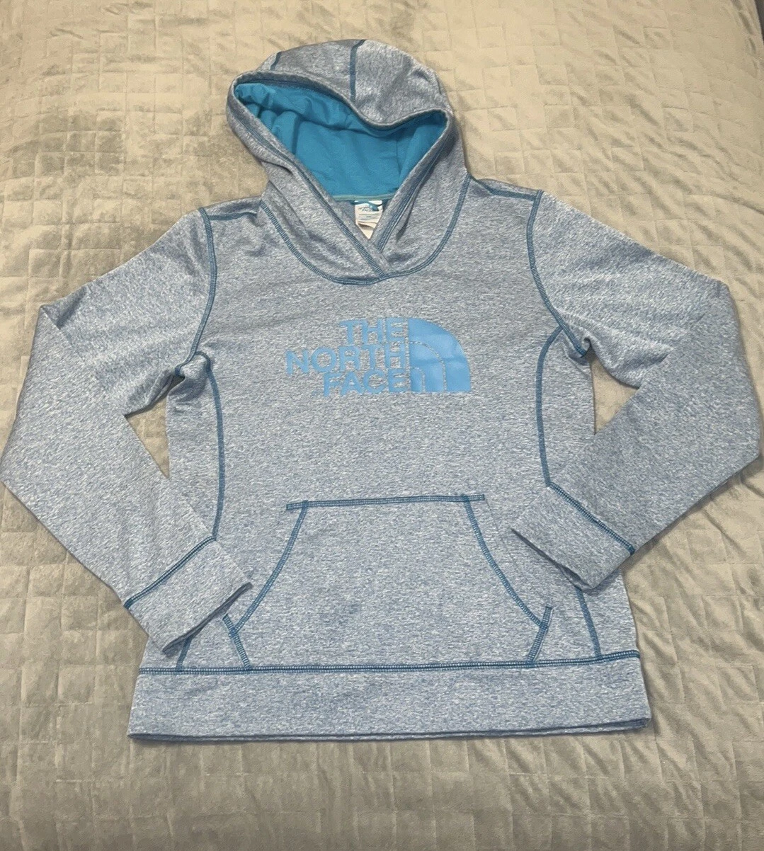 The North Face Hoodie, Hooded Sweatshirt, Worn Once, Marled Blue, Logo, Size M