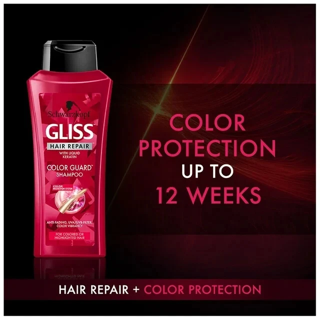 Champú Schwarzkopf Gliss Hair Repair Keratin COLOR GUARD 13,6 oz (paquete de 2), nuevo Foto 4 de 4